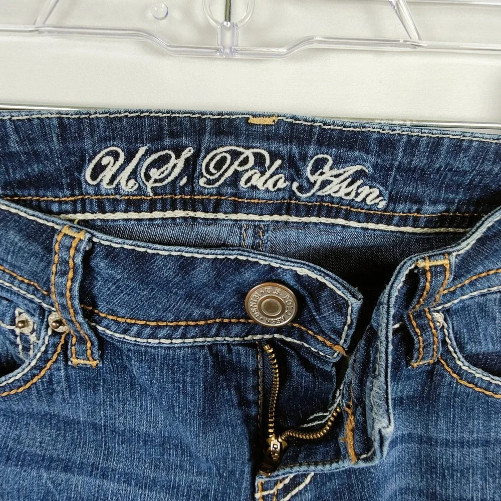 US Polo Assn Jeans Women's 5/6 Skinny Dark Wash Low Rise Flap Pocket - Picture 3 of 12